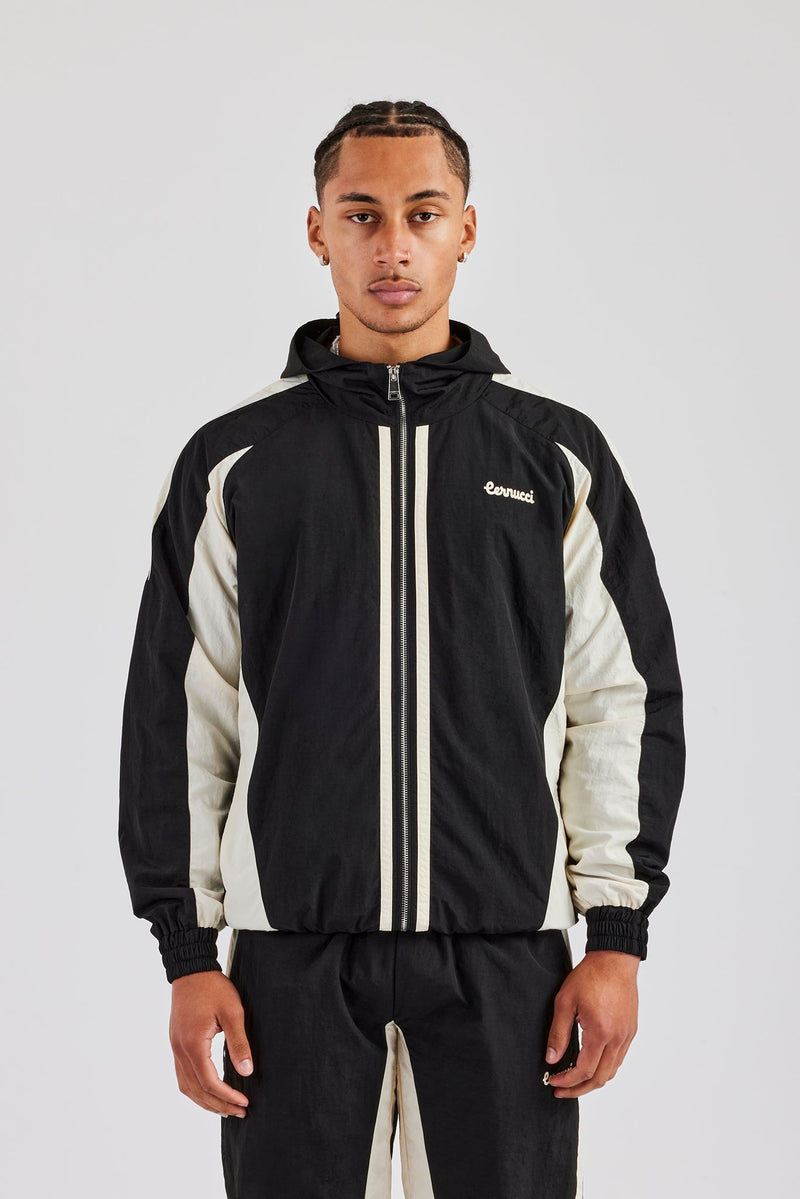 Cernucci Contrast Panel Nylon Track Top - Black