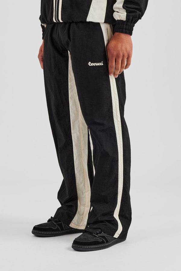 Cernucci Contrast Panel Nylon Track Pant - Black