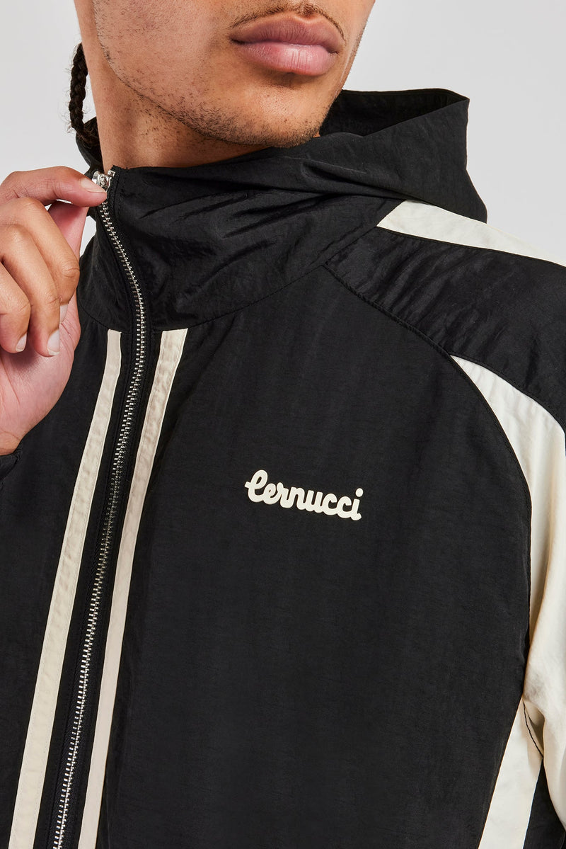 Cernucci Contrast Panel Nylon Tracksuit - Black