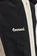 Cernucci Contrast Panel Nylon Track Pant - Black