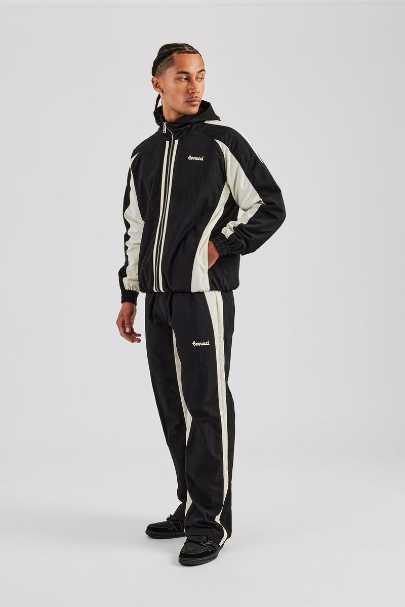 Cernucci Contrast Panel Nylon Tracksuit - Black