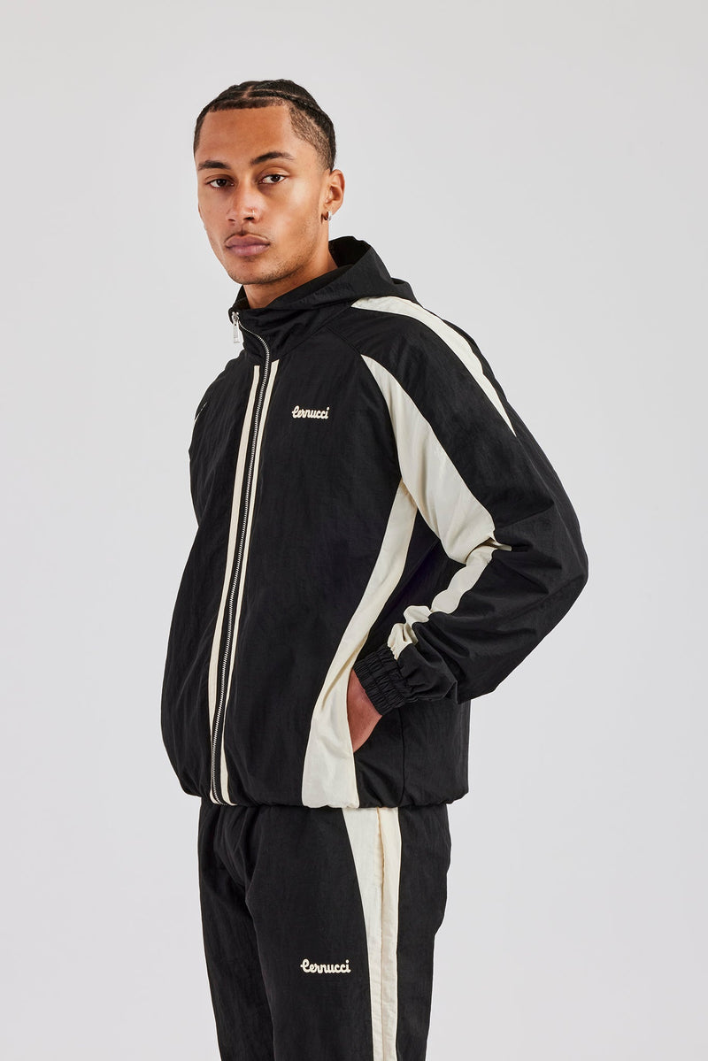 Cernucci Contrast Panel Nylon Track Top - Black