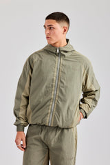 Cernucci Contrast Panel Nylon Track Top - Khaki