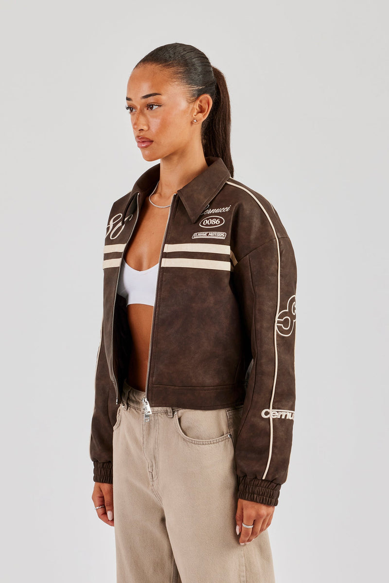 PU 86 Moto Harrington Jacket - Brown