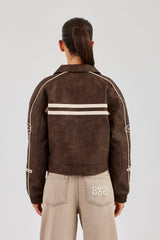 PU 86 Moto Harrington Jacket - Brown
