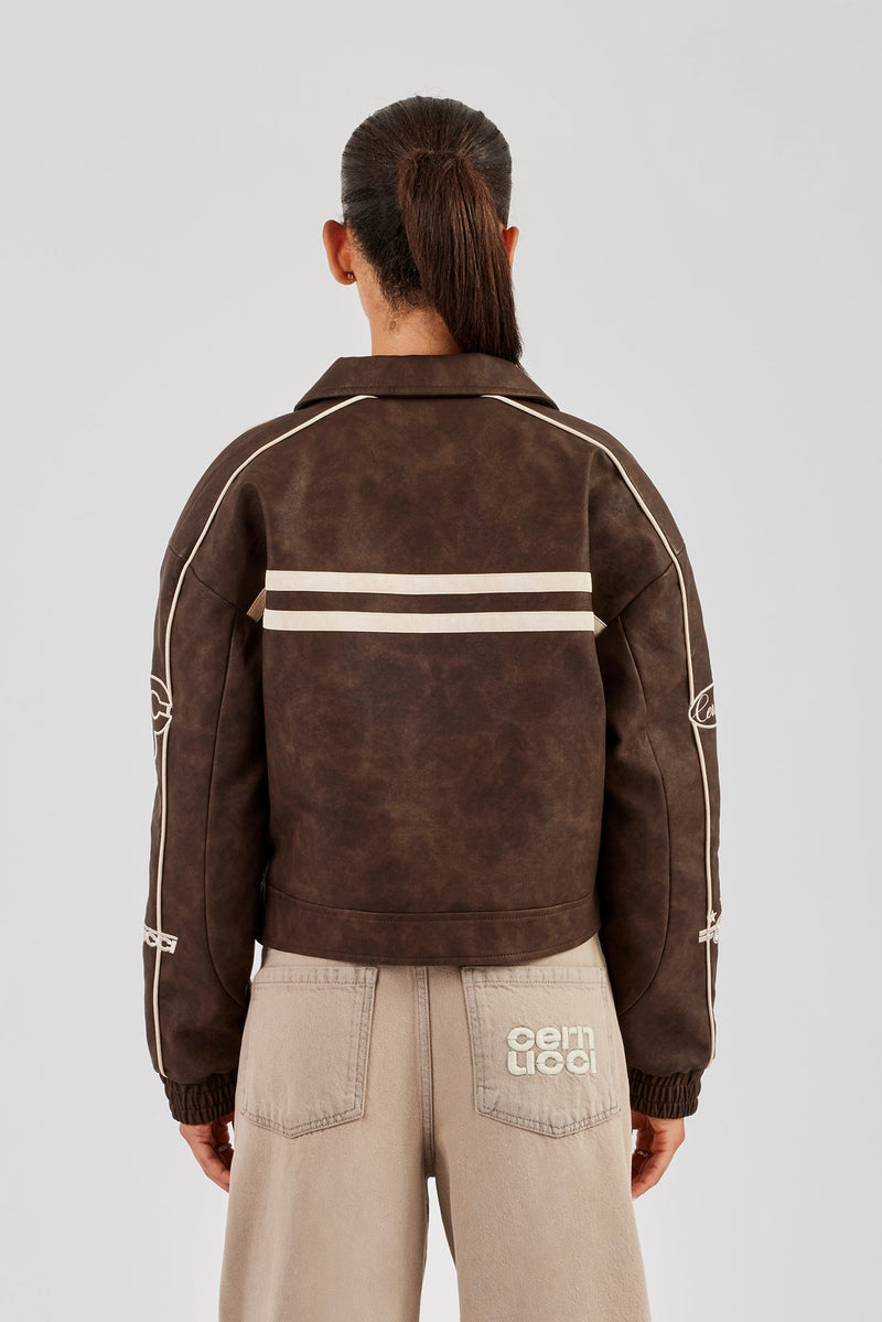 PU 86 Moto Harrington Jacket - Brown