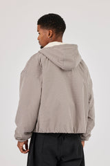 Check Jersey Lined Hooded Jacket - Grey