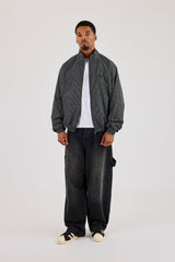 Check Funnel Neck Windbreaker - Black