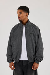 Check Funnel Neck Windbreaker - Black