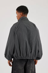 Check Funnel Neck Windbreaker - Black