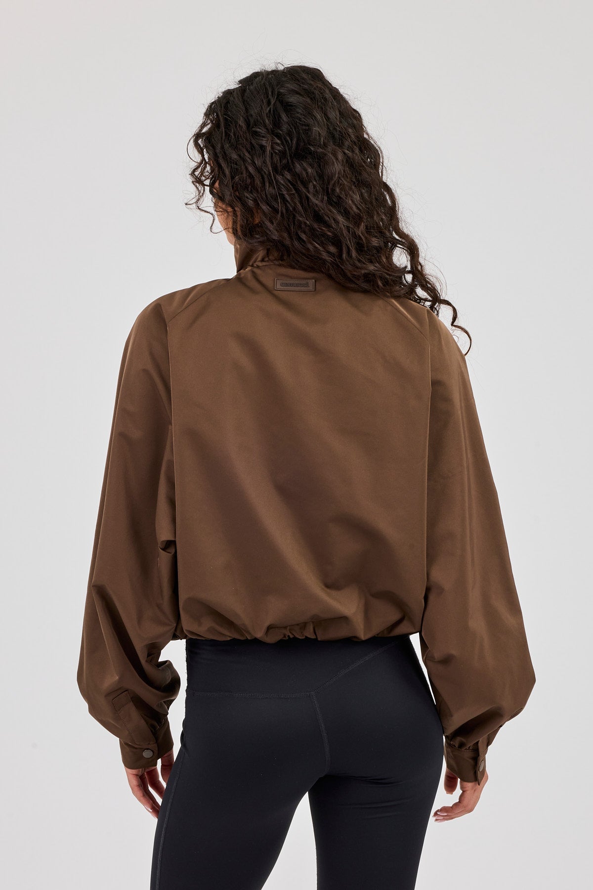 Nylon Funnel Neck Jacket - Chocolate