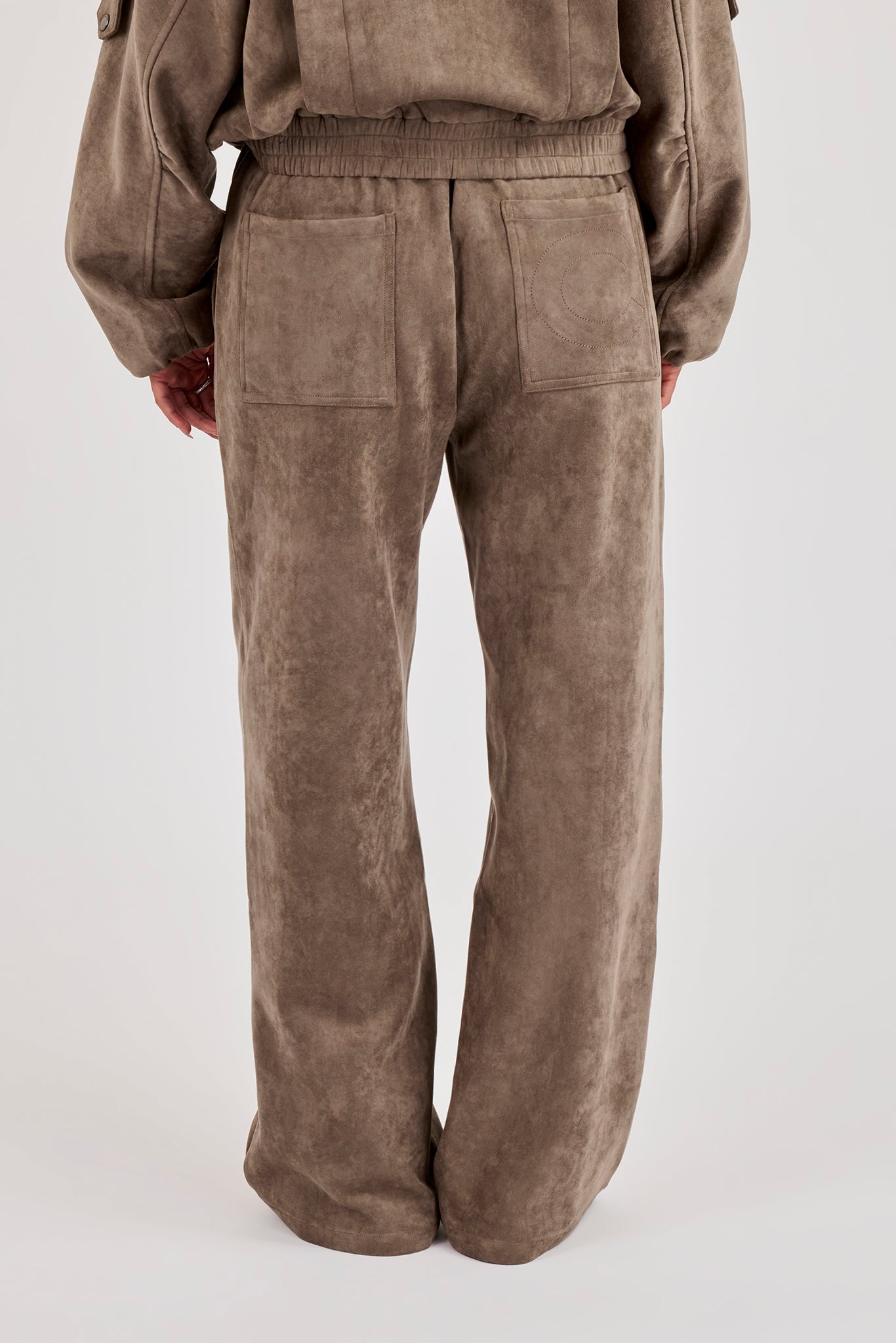 Suede Wide Leg Trouser - Grey