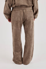 Suede Wide Leg Trouser - Grey
