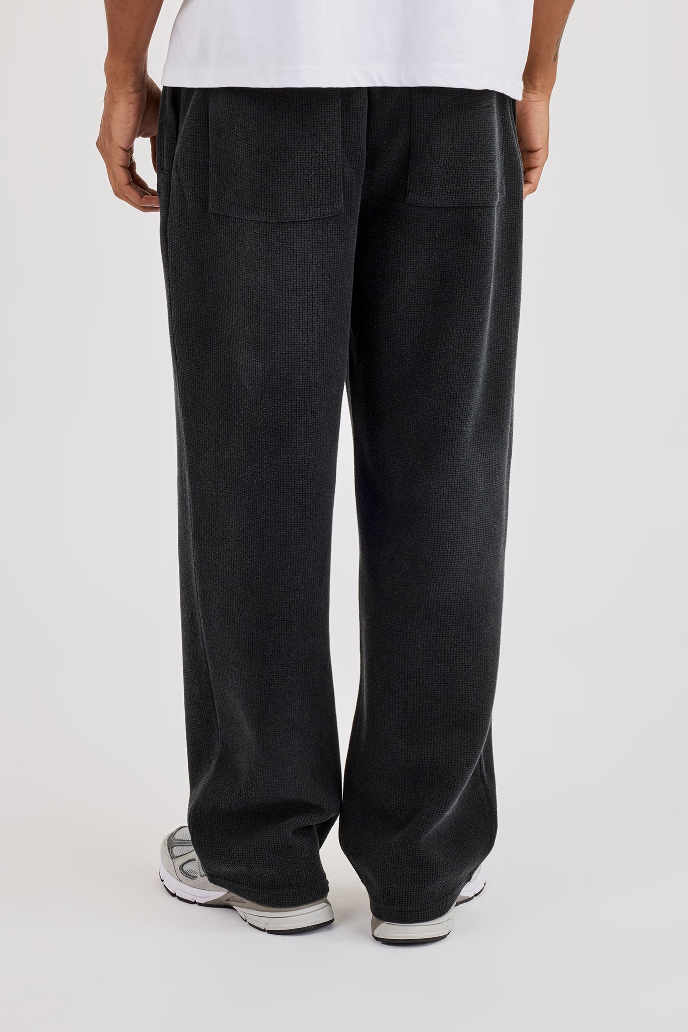 Acid Wash Waffle Relaxed Jogger - Washed Black