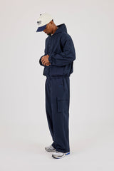 Textured Nylon Hooded Utility Jacket & Cargo Trouser - Navy