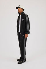 Woven Track Top & Relaxed Trouser With Side Tape - Black