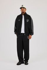 Woven Track Top With Side Tape - Black