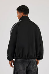 Woven Track Top With Side Tape - Black