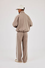 Woven Track Top With Side Tape & Relaxed Trouser - Taupe