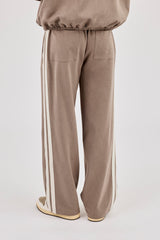 Woven Relaxed Trouser With Side Tape - Taupe