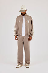 Woven Track Top With Side Tape & Relaxed Trouser - Taupe