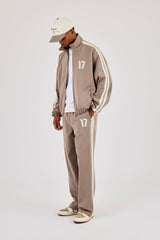 Woven Track Top With Side Tape & Relaxed Trouser - Taupe