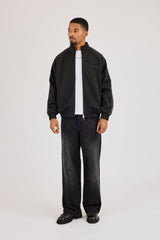 Funnel Neck Tape Detail Track Jacket & Relaxed Trouser – Black