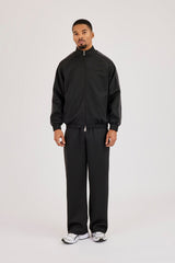 Funnel Neck Tape Detail Track Jacket & Relaxed Trouser – Black