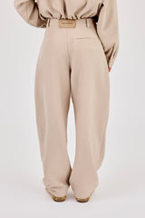 Woven Barrell Leg Trouser - Beige