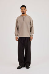 Washed Henley Sweater - Washed Taupe