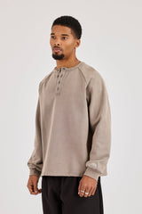 Washed Henley Sweater - Washed Taupe