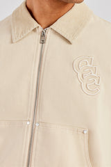 Cord Collar Carpenter Twill Harrington - Stone