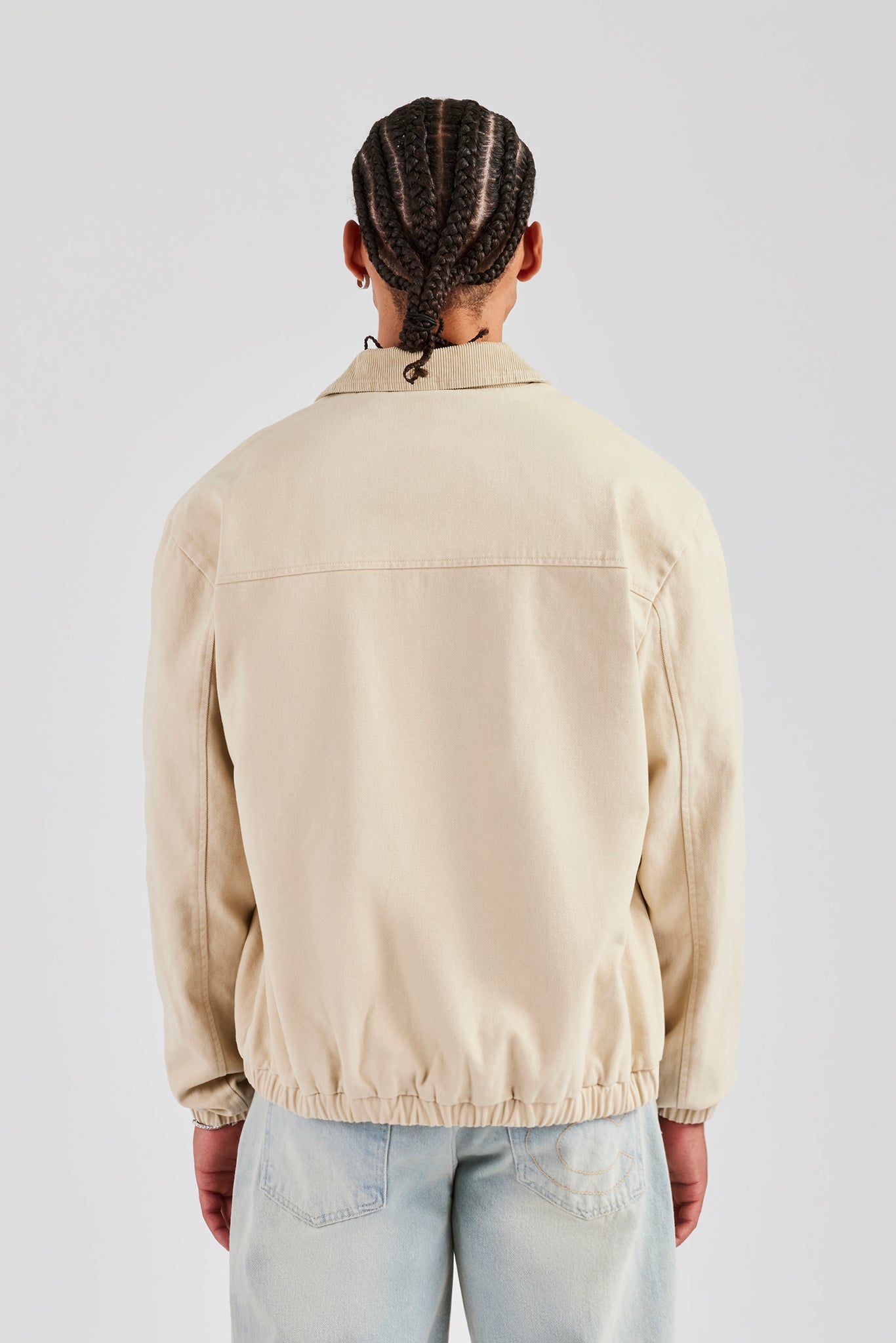 Cord Collar Carpenter Twill Harrington - Stone | Mens Outerwear