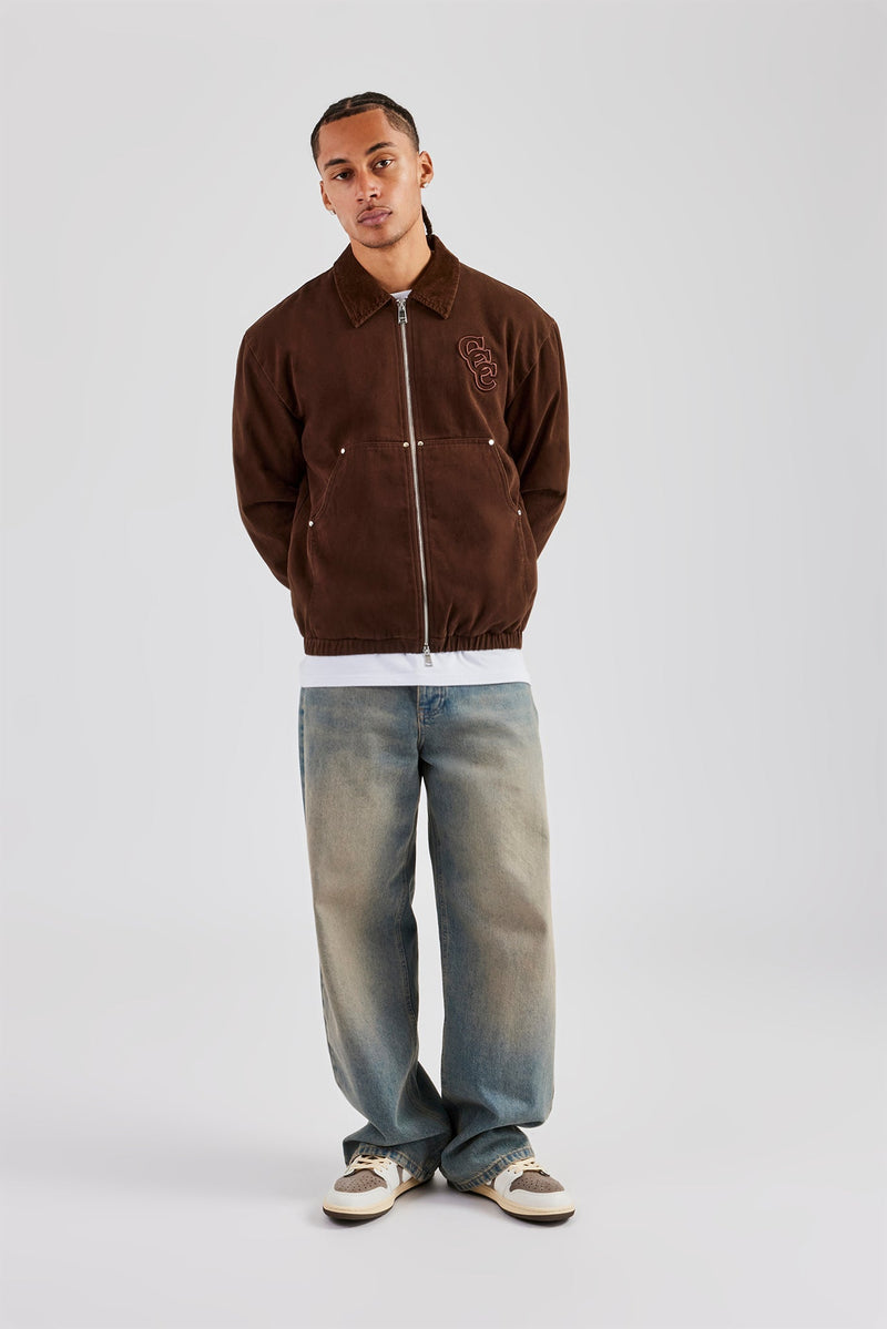 Cord Collar Carpenter Twill Harrington - Chocolate