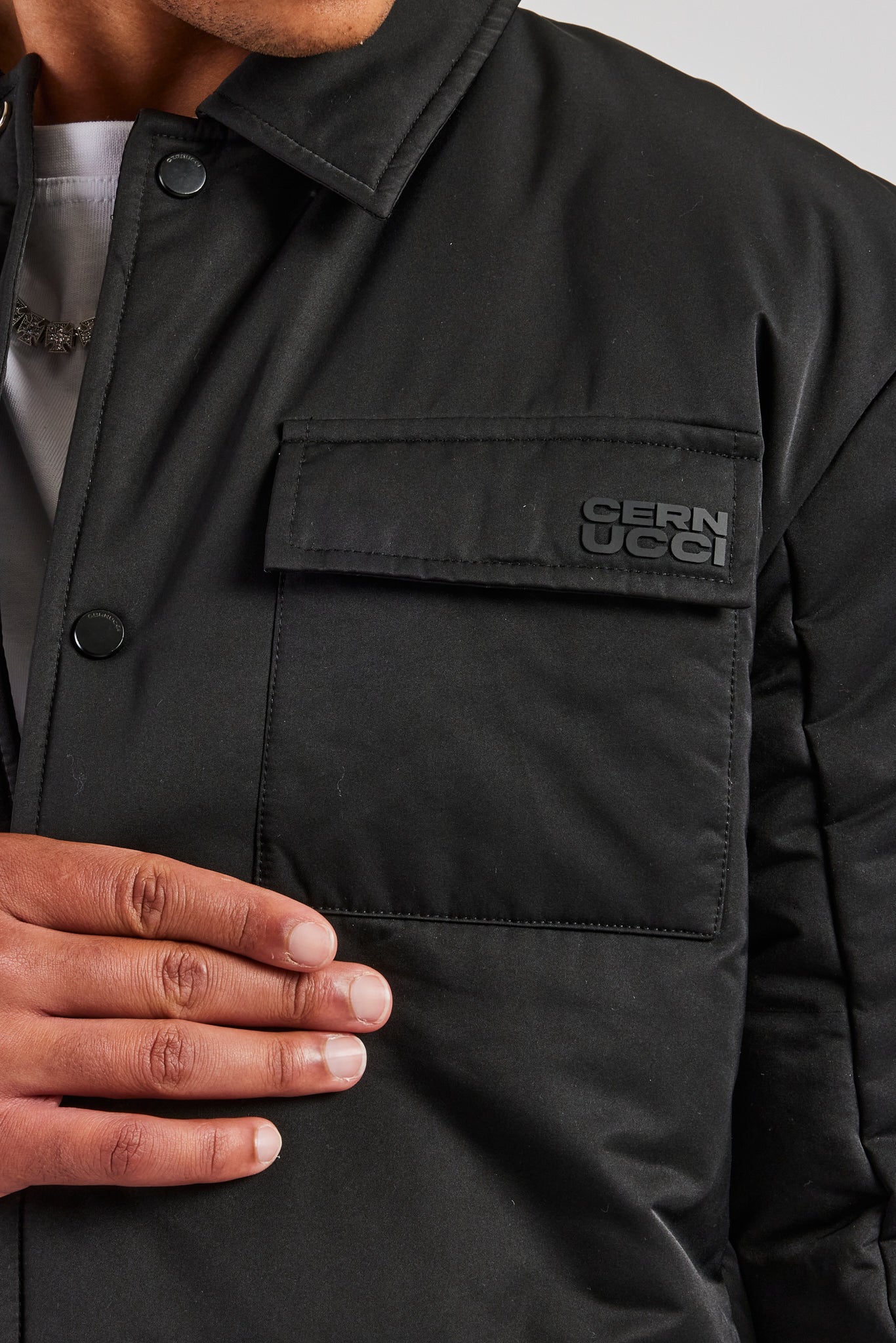 Nylon Padded Harrington Jacket - Black | Mens Outerwear | Shop