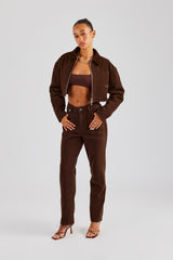 Twill Cord Collar Jacket & Trouser - Chocolate