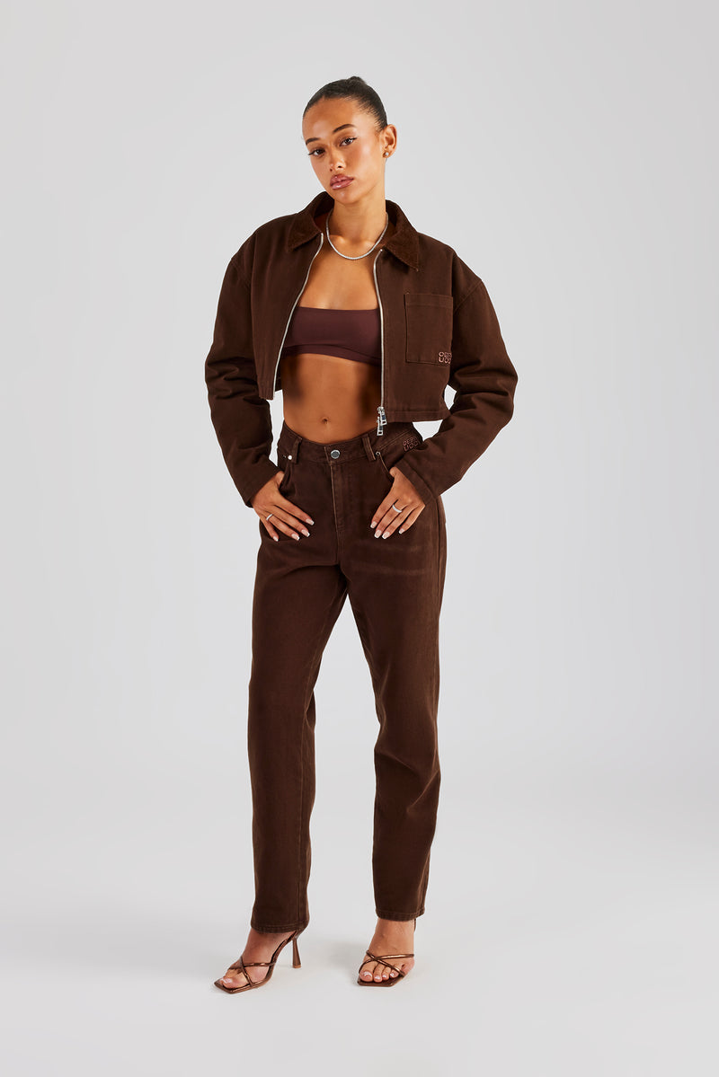 Twill Cord Collar Jacket & Trouser - Chocolate