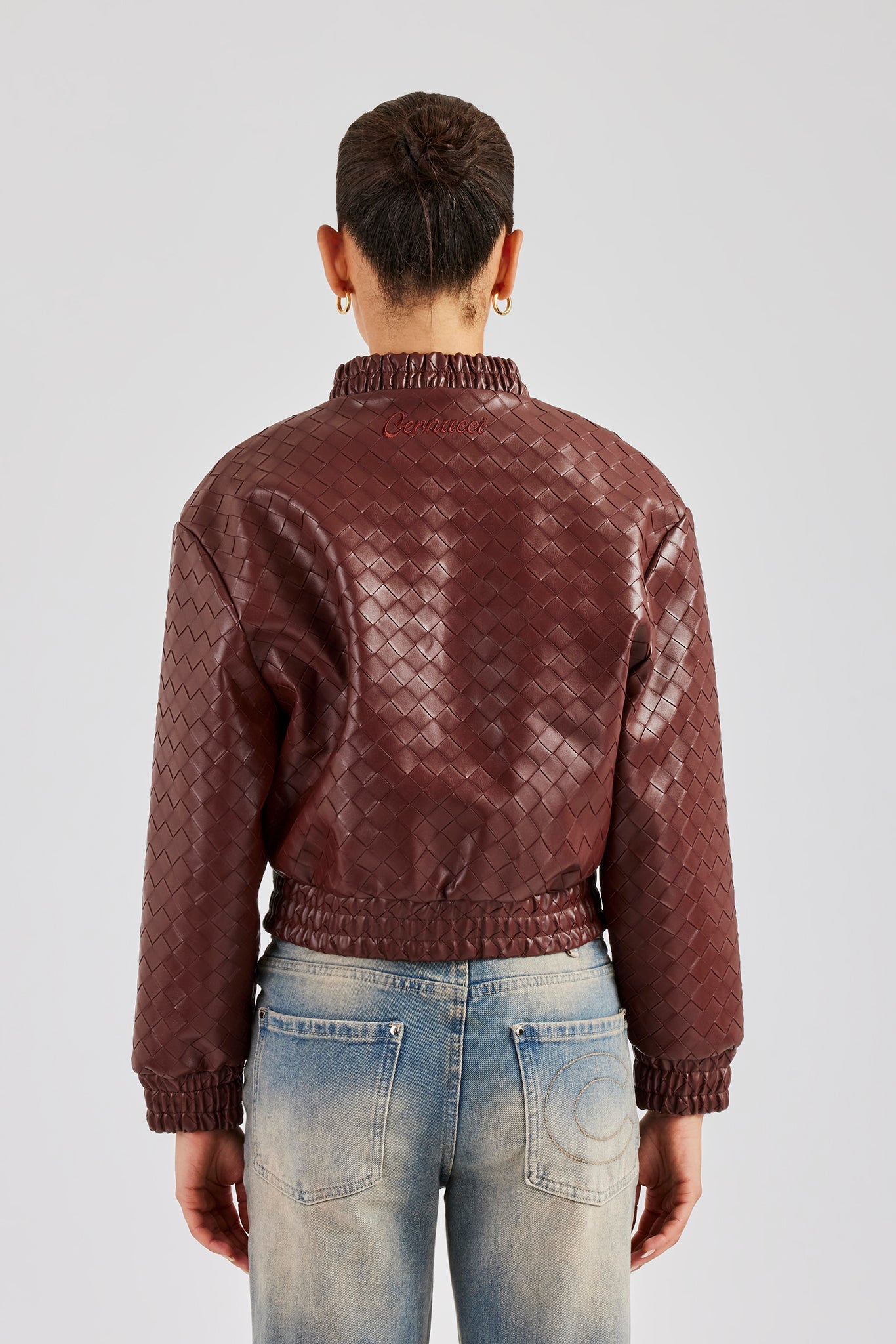 PU Lattice Bomber Jacket - Chocolate | Womens Outerwear | Shop