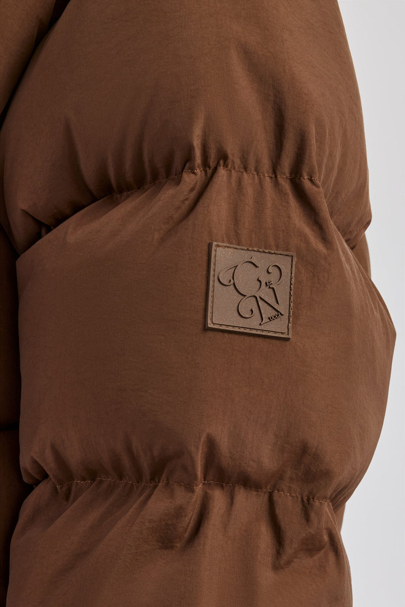 Oversized Padded Puffer Jacket - Chocolate