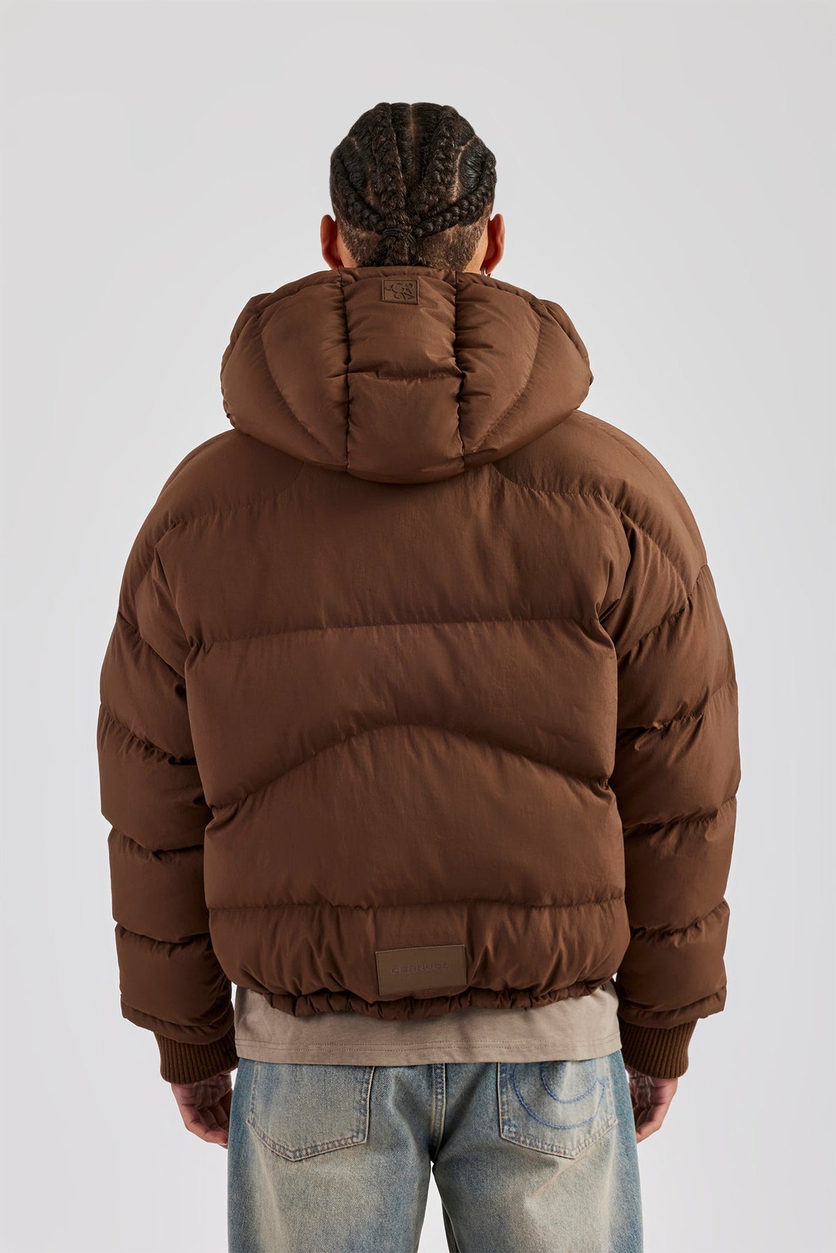 Oversized Hooded Puffer Jacket - Brown | Mens Outerwear | Shop 
