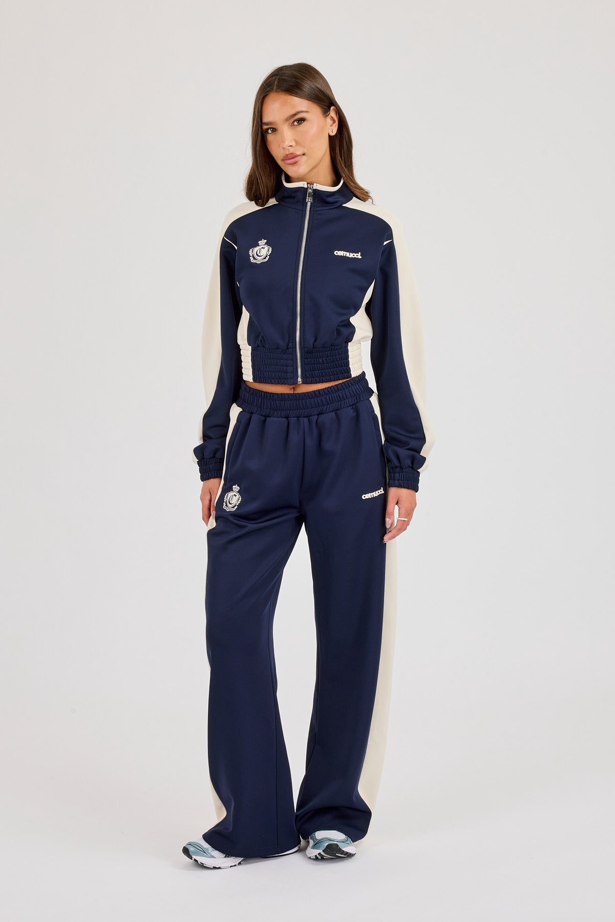 Poly Fitted Cut & Sew Track Jacket & Jogger - Navy Blue