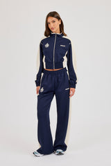 Poly Fitted Cut & Sew Track Jacket & Jogger - Navy Blue