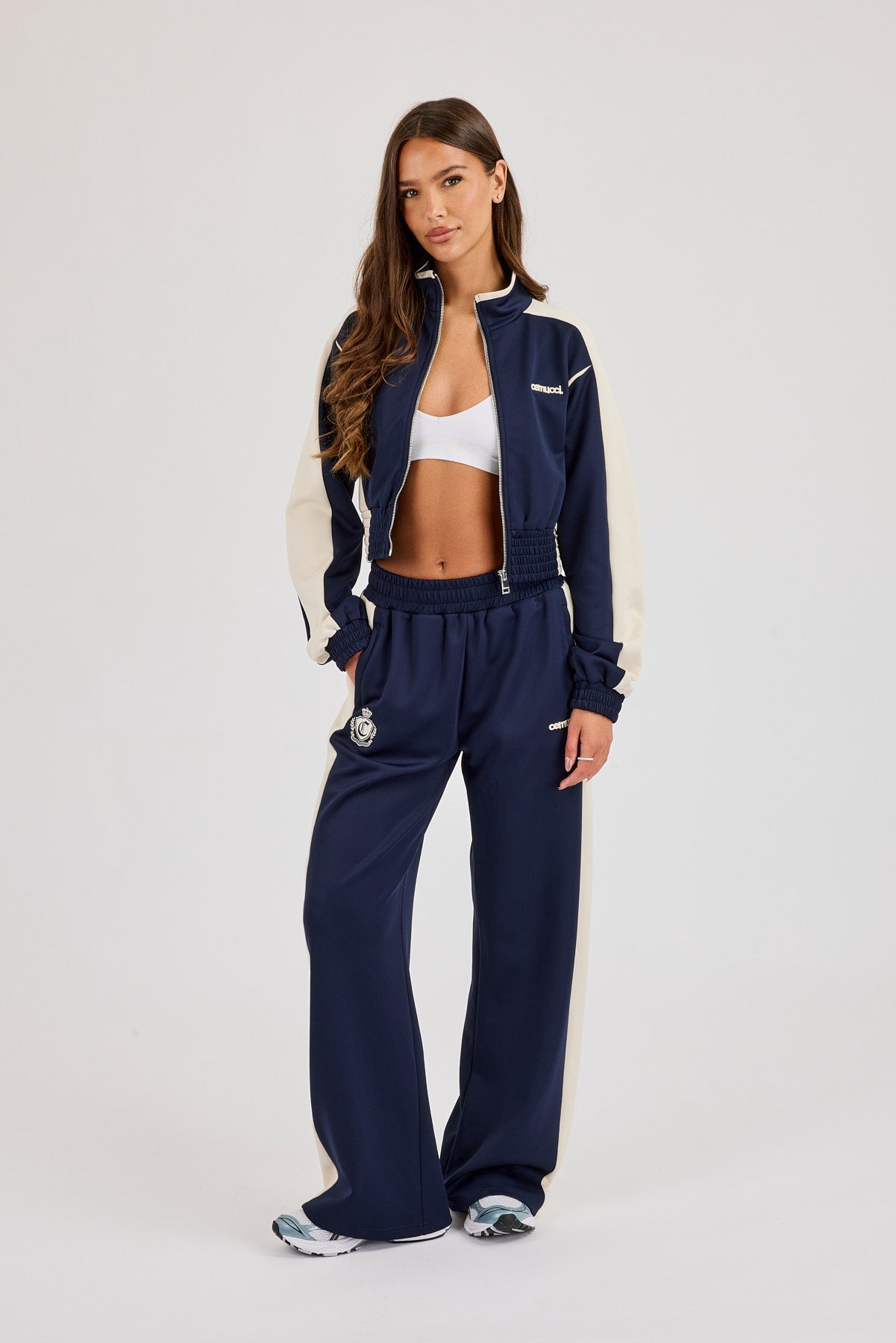 Poly Fitted Cut & Sew Track Jacket & Jogger - Navy Blue