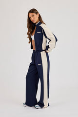 Poly Fitted Cut & Sew Track Jacket & Jogger - Navy Blue