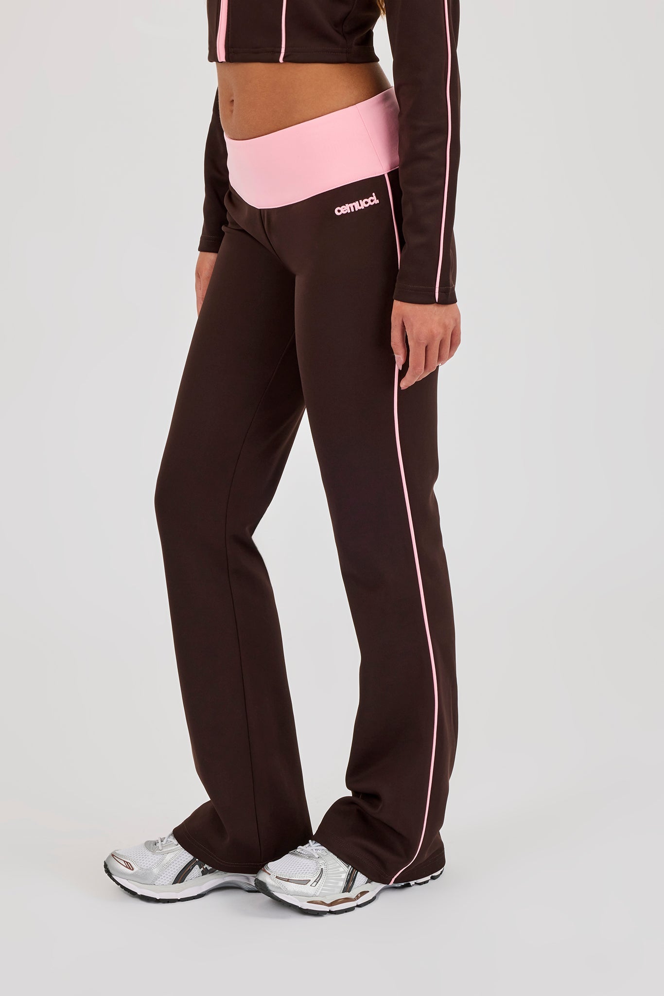 Contrast Piping Fitted Flare - Chocolate