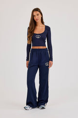 Ipanema Printed Scoop Neck Top - Navy Blue