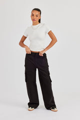 Ladies Baggy Cargo Trouser- Black