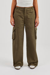 Ladies Baggy Cargo Trouser - Khaki