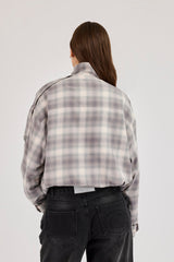 Check Funnel Neck Jacket - Grey