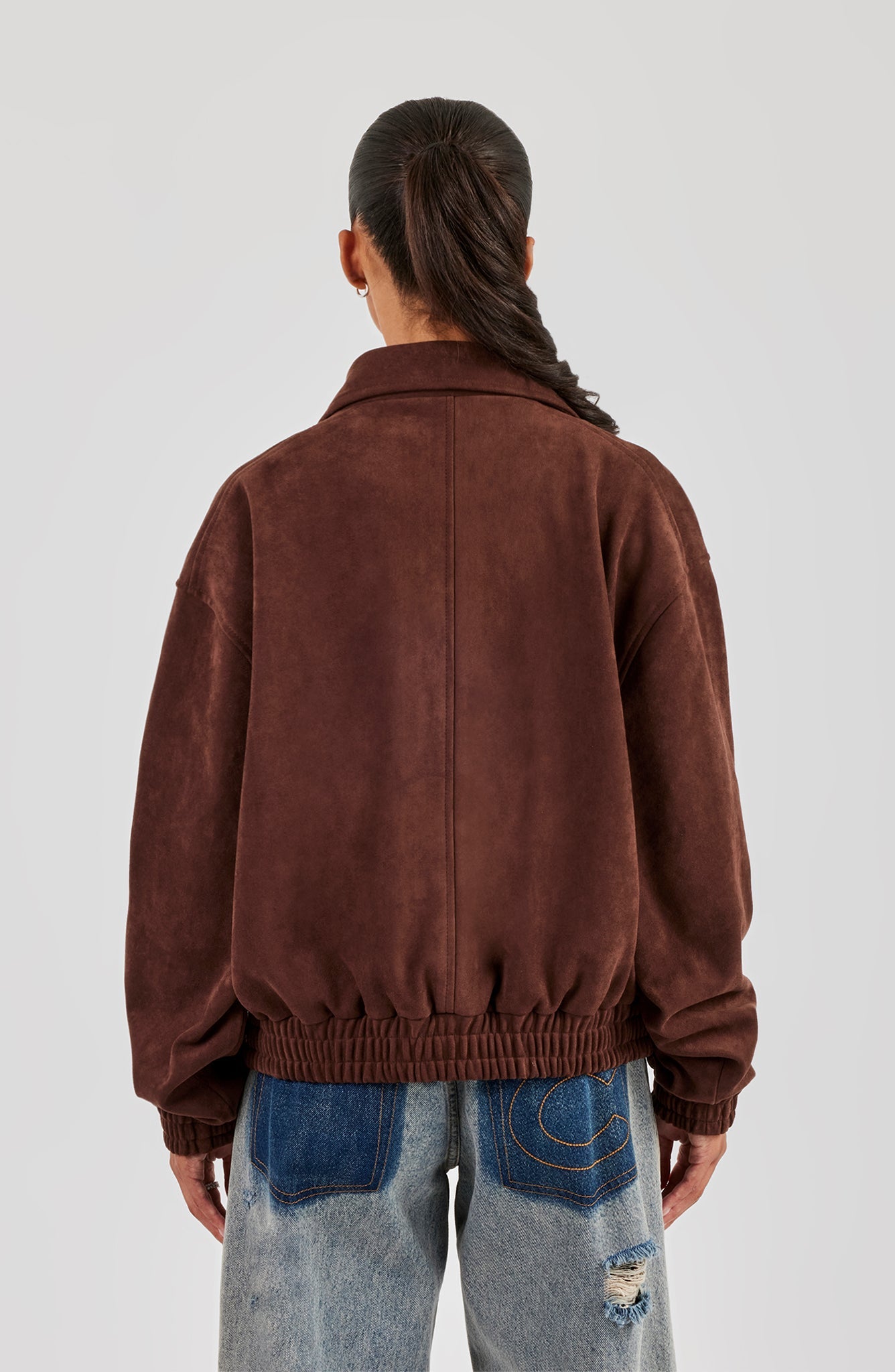 Oversized Suede Jacket - Brown